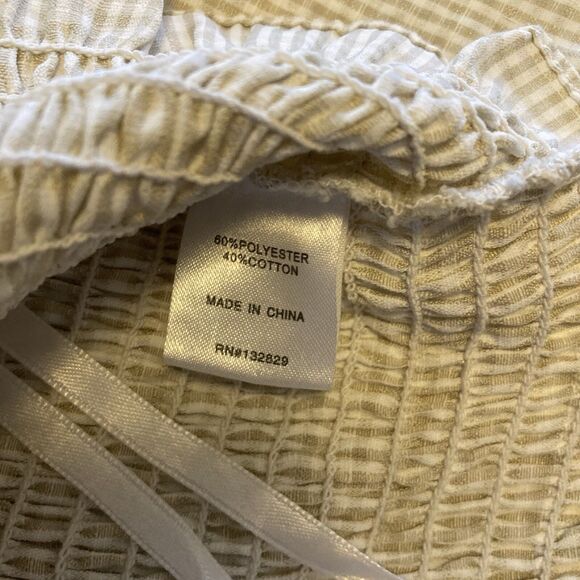 Superdown Womens Blouse Size XS Smocked Puff Sleeve Cropped Gingham Babydoll Top - Picture 8 of 11